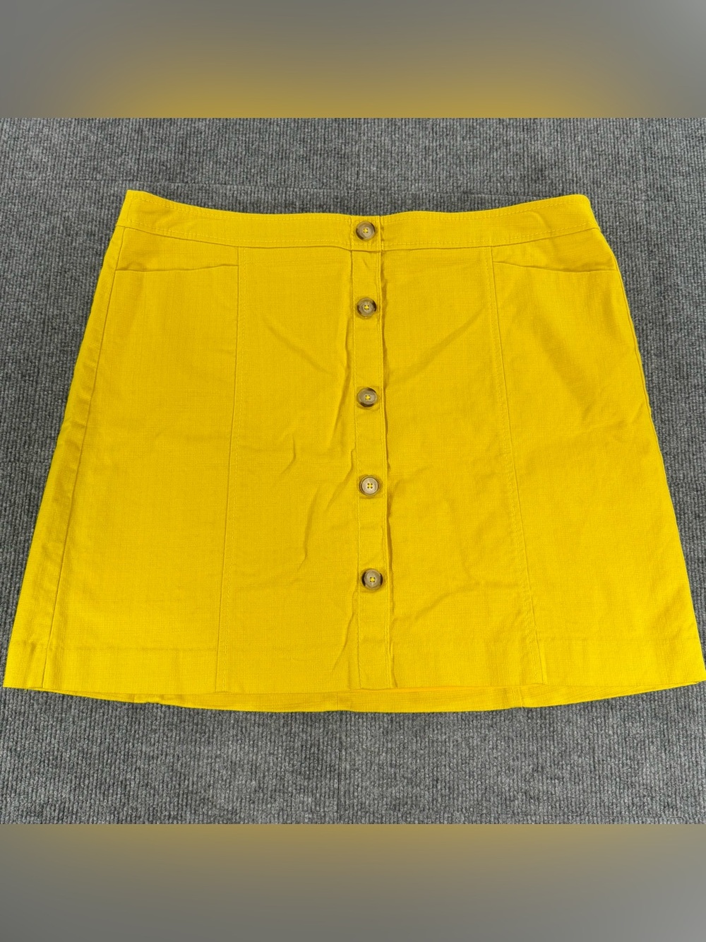 LOFT 16 Yellow Textured Button Front Mini Skirt Coastal Grandma Sunny Boho Chic